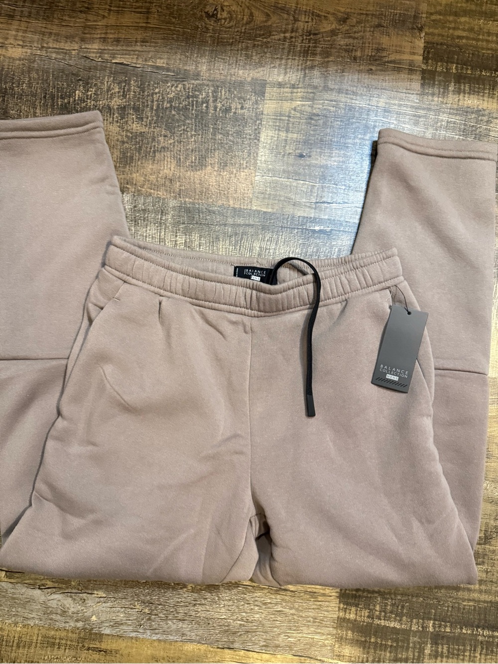 Balance Collection Men's Taupe Fleece Joggers with Black Drawstring